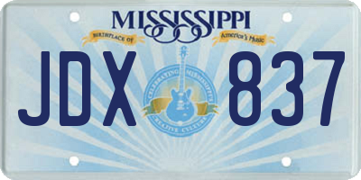MS license plate JDX837