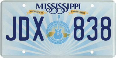 MS license plate JDX838
