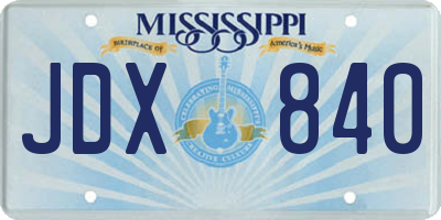 MS license plate JDX840
