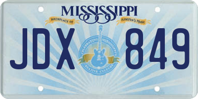 MS license plate JDX849