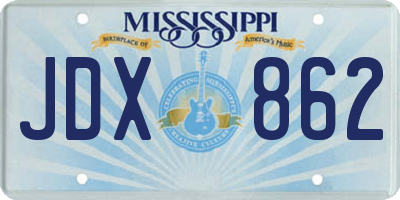 MS license plate JDX862