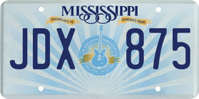 MS license plate JDX875