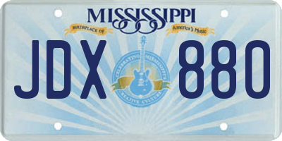 MS license plate JDX880