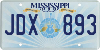 MS license plate JDX893