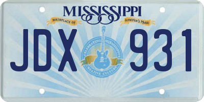 MS license plate JDX931