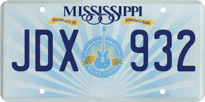 MS license plate JDX932