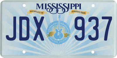 MS license plate JDX937