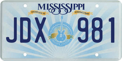 MS license plate JDX981
