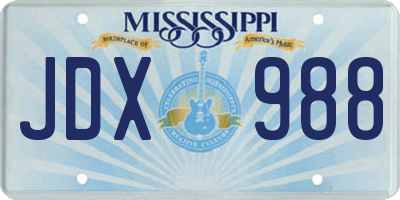 MS license plate JDX988