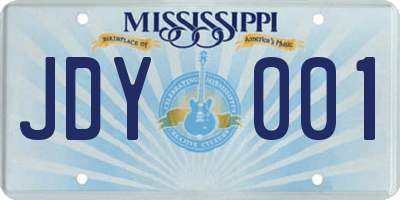 MS license plate JDY001