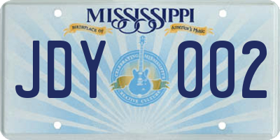 MS license plate JDY002