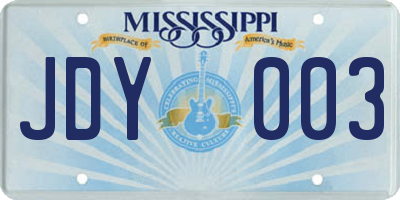 MS license plate JDY003