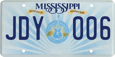 MS license plate JDY006