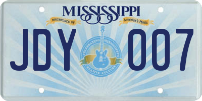 MS license plate JDY007