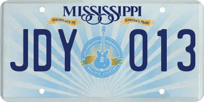 MS license plate JDY013