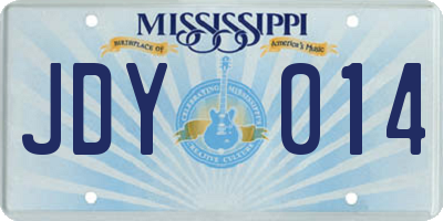MS license plate JDY014