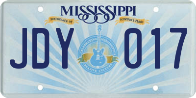MS license plate JDY017