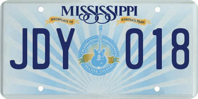 MS license plate JDY018