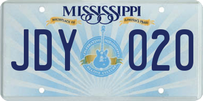MS license plate JDY020