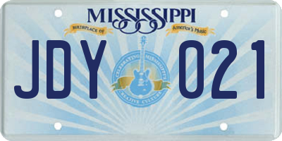 MS license plate JDY021