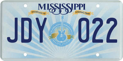 MS license plate JDY022