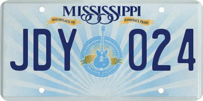 MS license plate JDY024