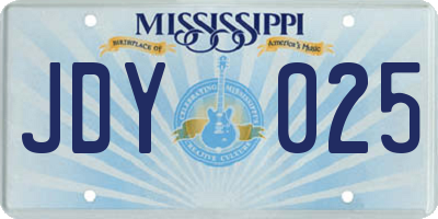 MS license plate JDY025