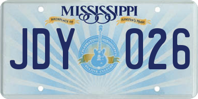 MS license plate JDY026