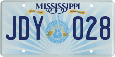 MS license plate JDY028