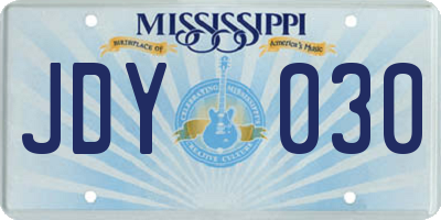 MS license plate JDY030