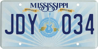 MS license plate JDY034