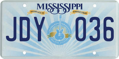 MS license plate JDY036