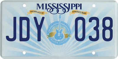 MS license plate JDY038