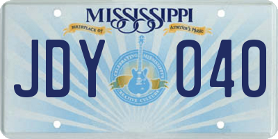 MS license plate JDY040