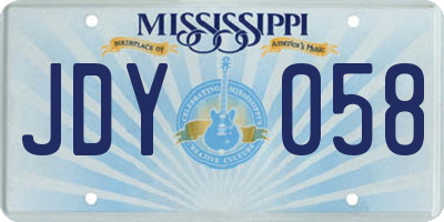 MS license plate JDY058