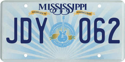 MS license plate JDY062