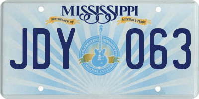 MS license plate JDY063