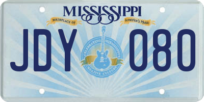 MS license plate JDY080