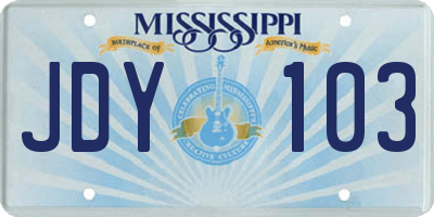 MS license plate JDY103