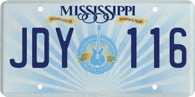 MS license plate JDY116