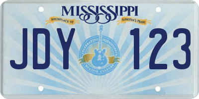 MS license plate JDY123