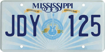 MS license plate JDY125