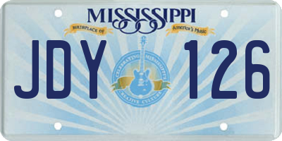 MS license plate JDY126