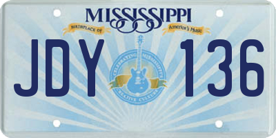 MS license plate JDY136