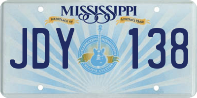 MS license plate JDY138