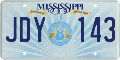 MS license plate JDY143
