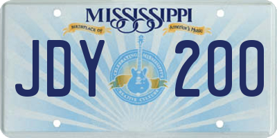 MS license plate JDY200