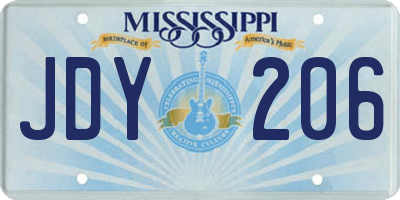 MS license plate JDY206