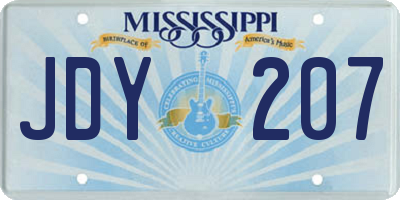 MS license plate JDY207