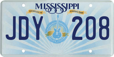MS license plate JDY208
